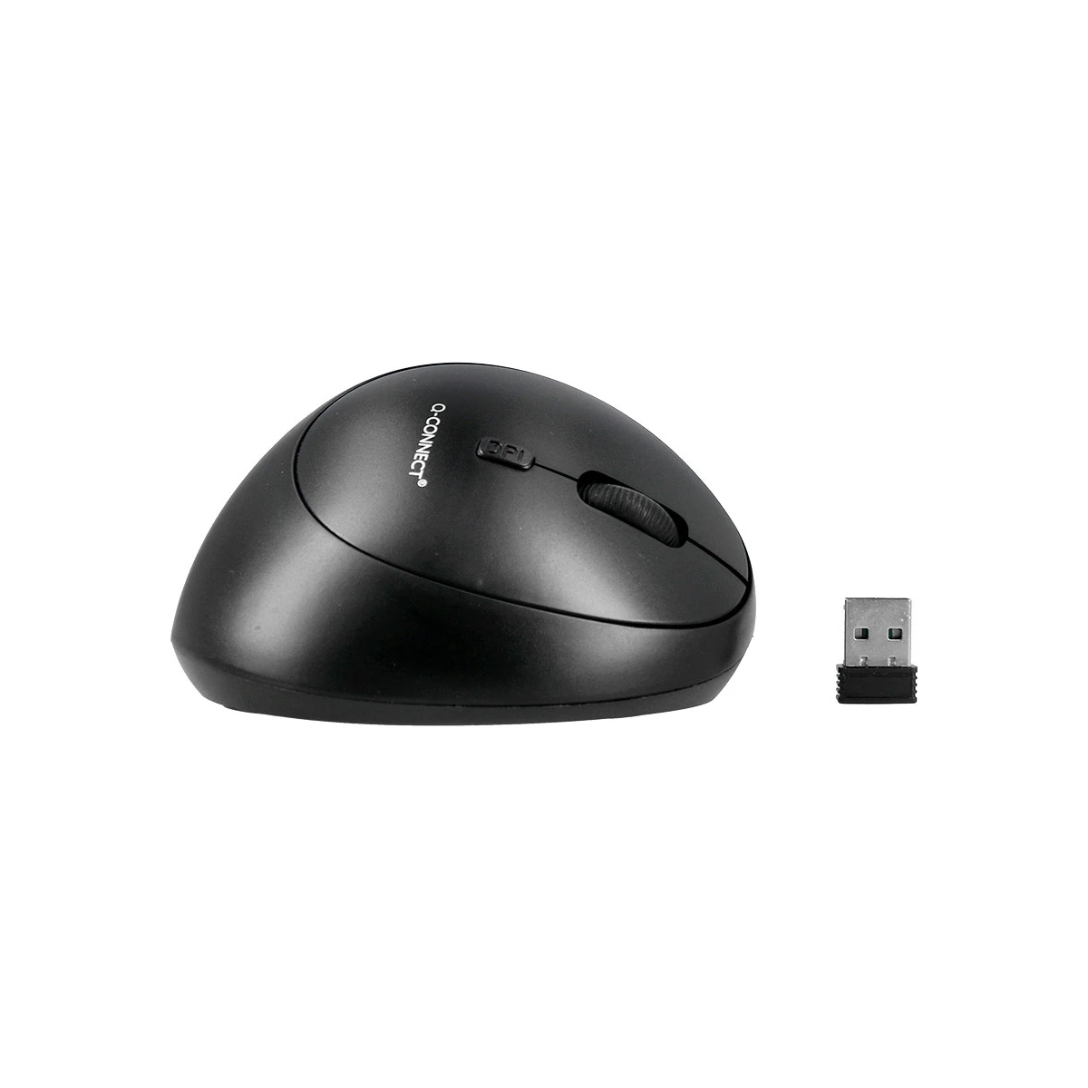Rato q-connect otico sem fios ergonomico vertical dpi 800/1200/1600 pilha aa preto