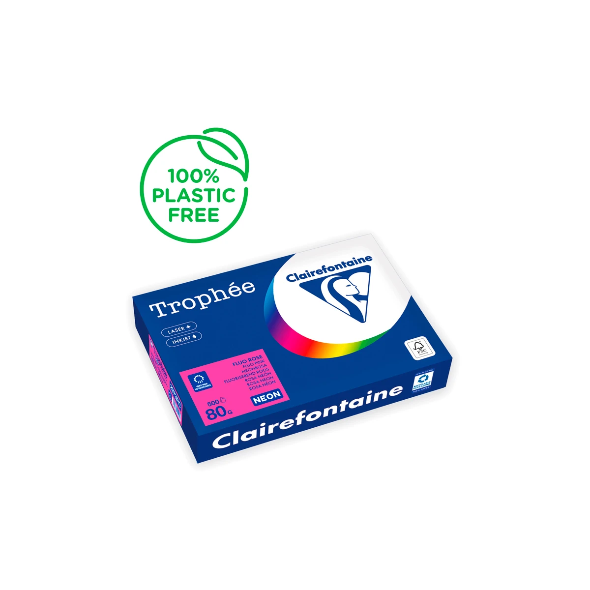 Papel cor trophee a4 80 gr rosa neon embalagem de 500 folhas