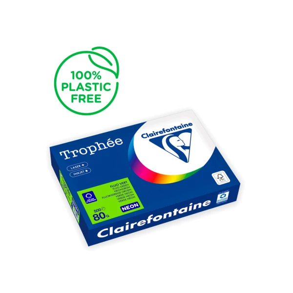 Papel cor trophee a4 80 gr verde neon embalagem de 500 folhas