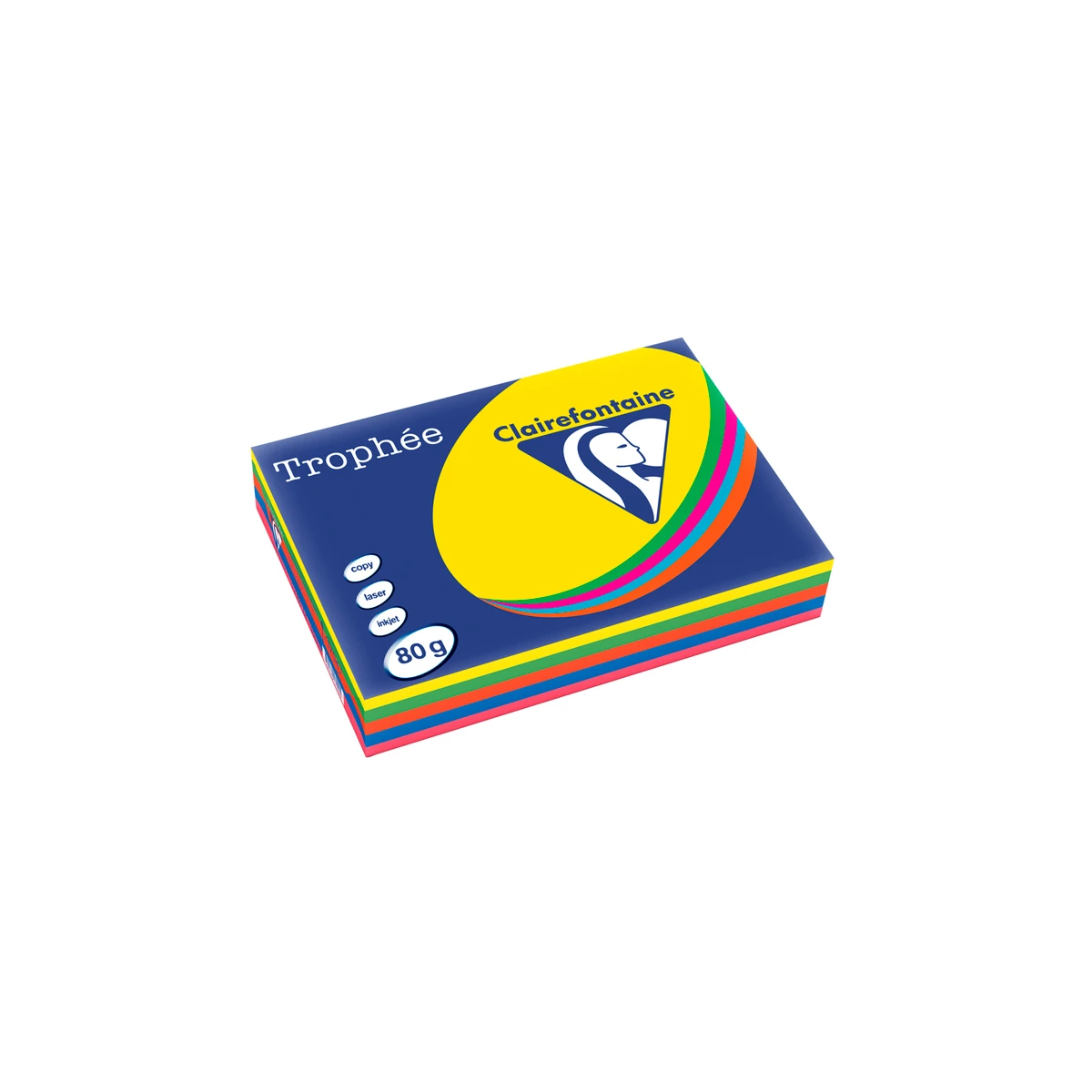 Papel cor trophee a4 80 gr 5 cores sortidas intensas embalagem de 500 folhas (100 folhas x cor)