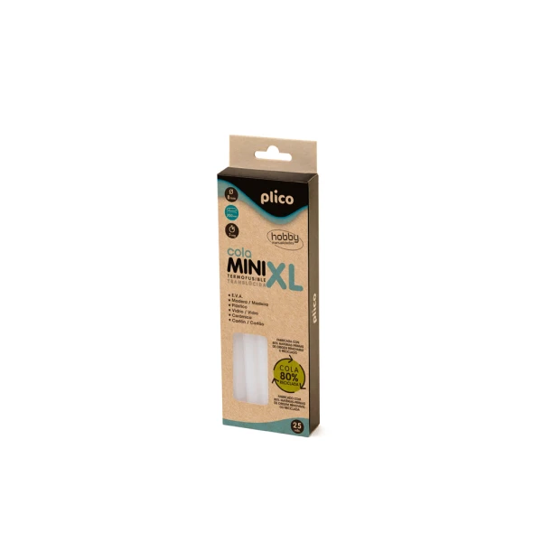 Barra termofusible plico cola mini xl reciclada 8 mm de diametro x 200 mm de alto blister de 25 unidades