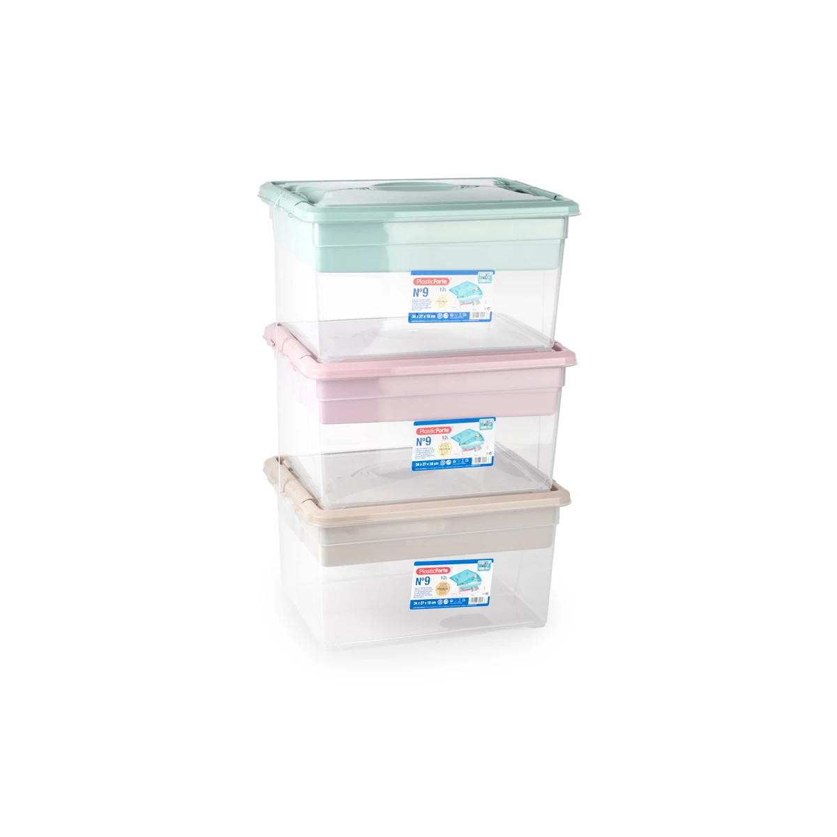 Caja organizadora plastico plasticforte n 9 con bandeja colores surtidos 27x34x18 cm
