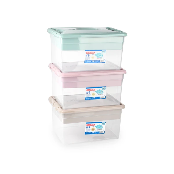 Caja organizadora plastico plasticforte n 9 con bandeja colores surtidos 27x34x18 cm