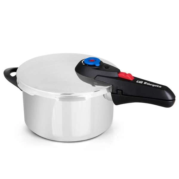 Panela de Pressão Inox Orbegozo HP 4006 18/10 - Capacidade 4 Litros - Cinco Sistemas de Segurança - Fundo Termo Difusor - Alça de Baquelite - Seletor de Pressão Gradual