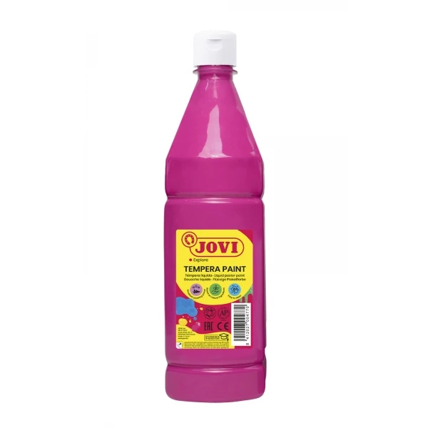 Jovi Tempera Paint Liquid Tempera 1000ml - À base de água - Pronto para uso - Alto poder de cobertura - Secagem rápida - Excelente desempenho - Fácil aplicação - Cor magenta