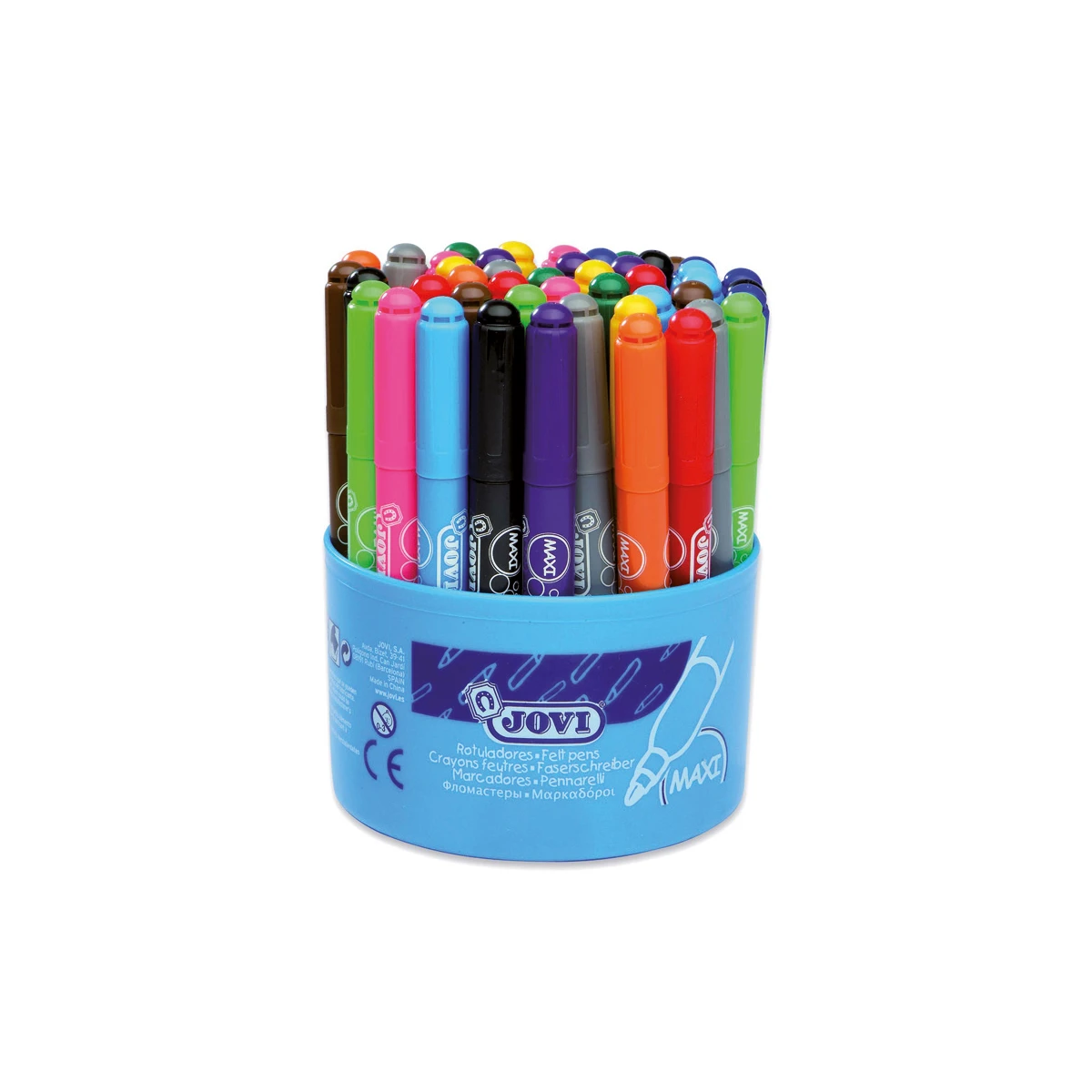 Boiao de 48 marcadores ponta grossa, com 12 cores de 4 cada cor, ponta de 13 mm jovi maxi