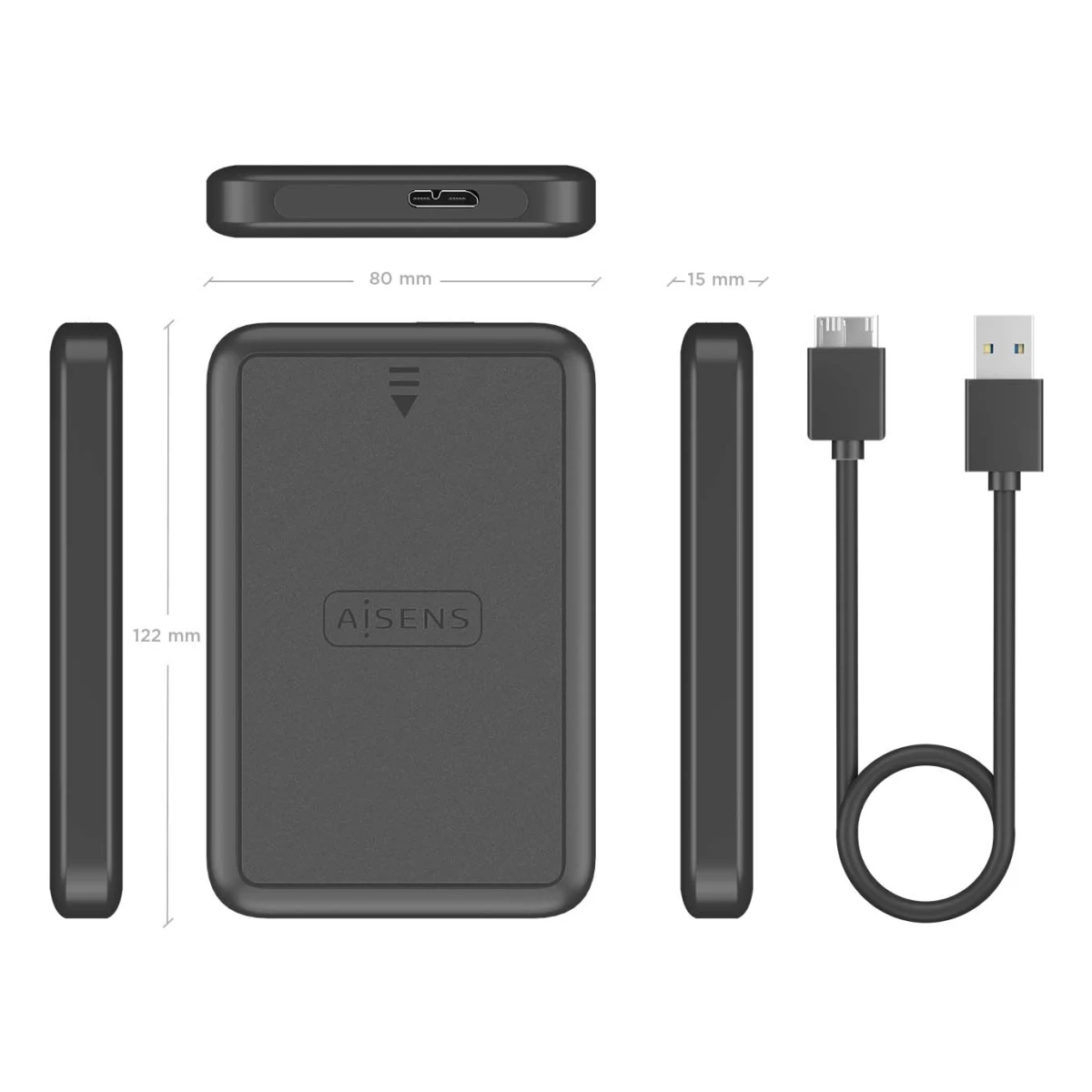 AISENS ASE-2519B Caixa para Discos Rígidos Compartimento HDD/SSD Preto 2.5"