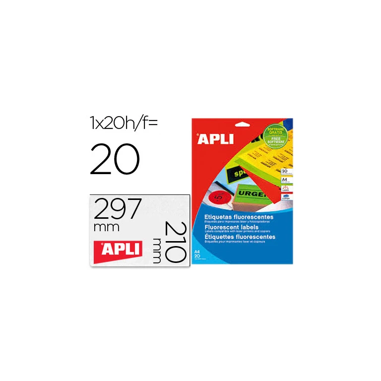 Etiqueta adesiva apli 02881 210x297 mm para fotocopiadora laser caixa com 20 folhas din a4 verde
