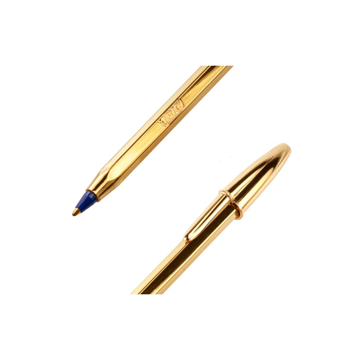 Esferografica bic cristal celebration ouro tinta azul unidade