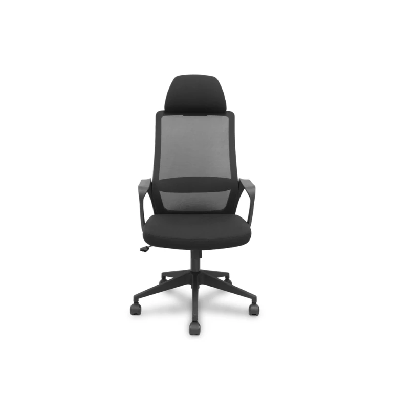 Silla de direccion pyc pro534 brazos fijos regulable en altura respaldo en malla negra y asiento tela negra