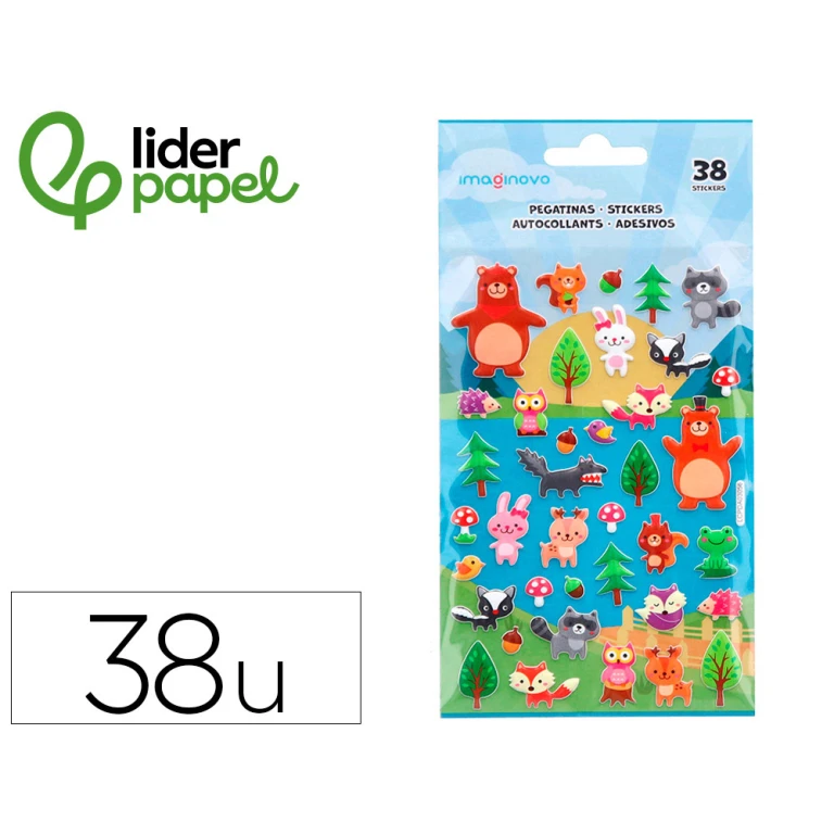 Autocolantes liderpapel cute animals bosque com relevo 190x105 mm