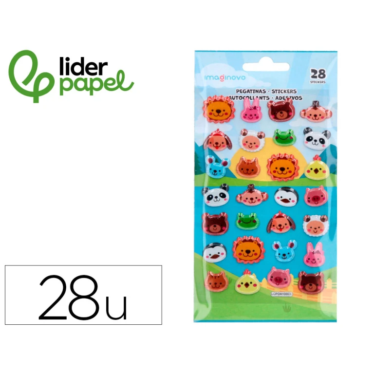 Autocolantes liderpapel cute animals selvagens caras com relevo 190x105 mm
