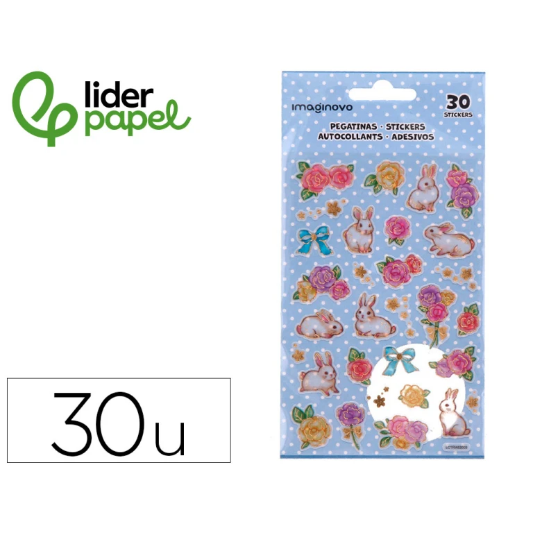 Autocolantes liderpapel flores e coelhos de papel 190x104 mm