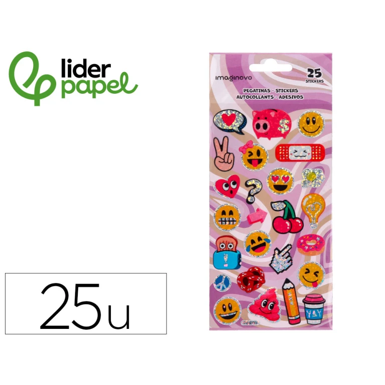Autocolantes liderpapel desenhos sortidos smiley com brilho 214x100 mm