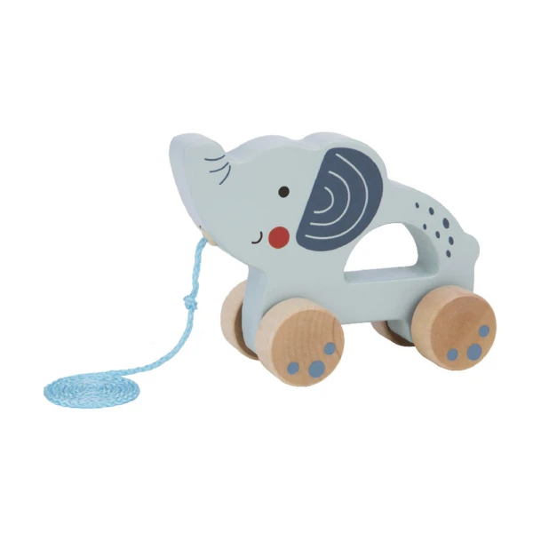 Jogo infantil liderpapel madeira elefante para arrastar com rodas +12 meses 13,4x10x5,4cm