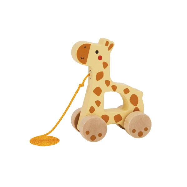 Jogo infantil liderpapel madeira girafa para arrastar com rodas +12 meses 16x12x5,4cm