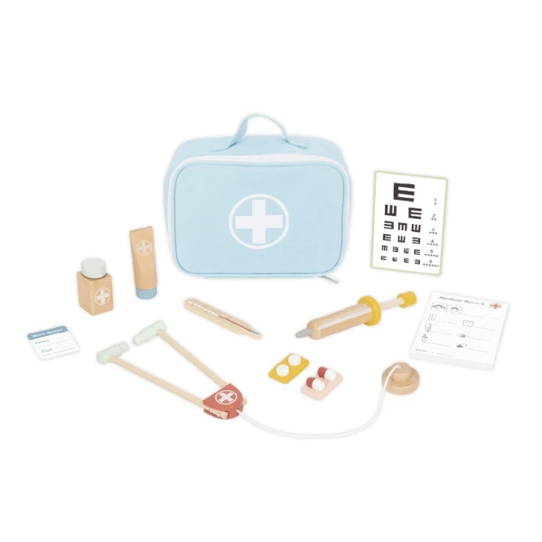 Jogo infantil liderpapel madeira mala de medico +3 anos 11 pecas 24,5x18x10cm