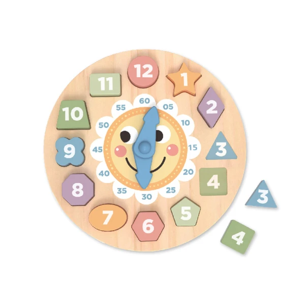 Jogo infantil liderpapel madeira relogio +3 anos 13 pecas 29x29x3,5cm