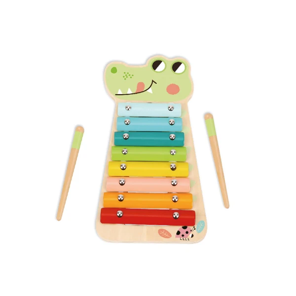 Jogo infantil liderpapel madeira xilofone instrumento musical crocodilo +18 meses 28x14,8x2,5cm