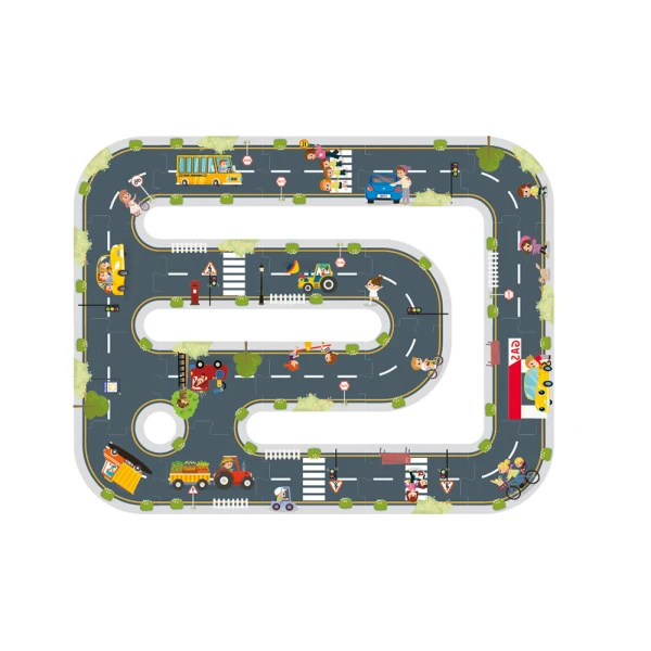 Puzzle infantil liderpapel madeira cidade rodoviaria +3 anos 21 pecas 22x22x6,4cm