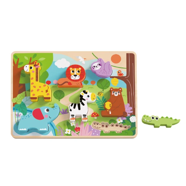 Puzzle infantil liderpapel madeira 3d animais +12 meses 8 pecas 29,5x22x1,7cm
