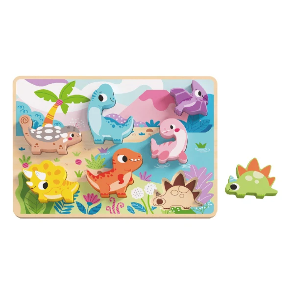 Puzzle infantil liderpapel madeira 3d dinossauros +12 meses 8 pecas 29,5x22x1,7cm