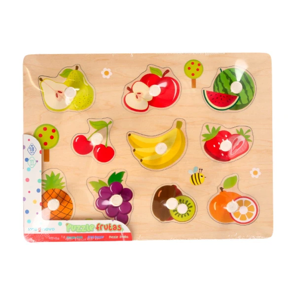 Puzzle infantil liderpapel madeira frutas +18 meses 10 pecas 30x22,5x1,5cm