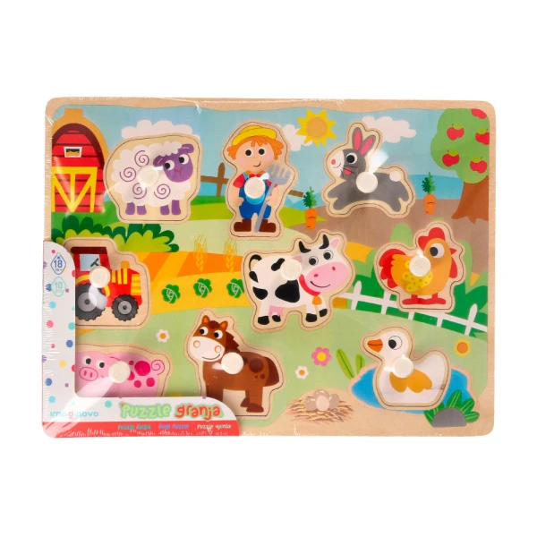 Puzzle infantil liderpapel madeira quinta +18 meses 9 pecas 30x22,5x1,5cm