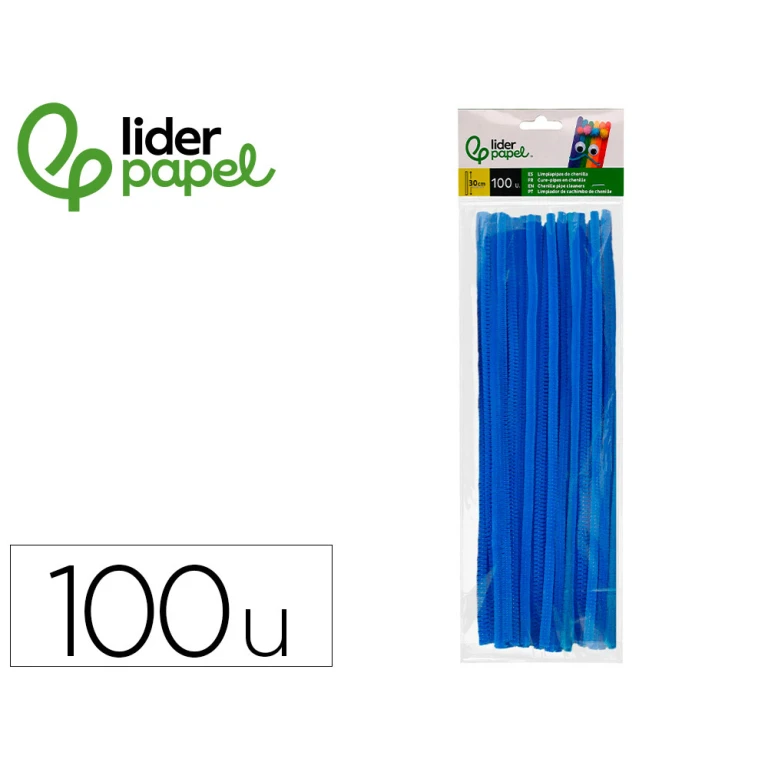 Tiras de chenille liderpapel 30 cm cor azul mate bolsa de 100 unidades