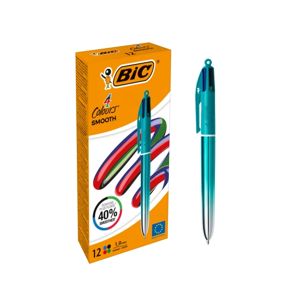 Boligrafo bic cuatro colores smooth gradiente color verde - 12 unidades