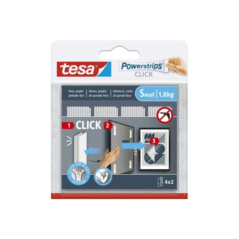 Tira adhesiva tesa powerstrips click hasta 1,8 kg 4x2