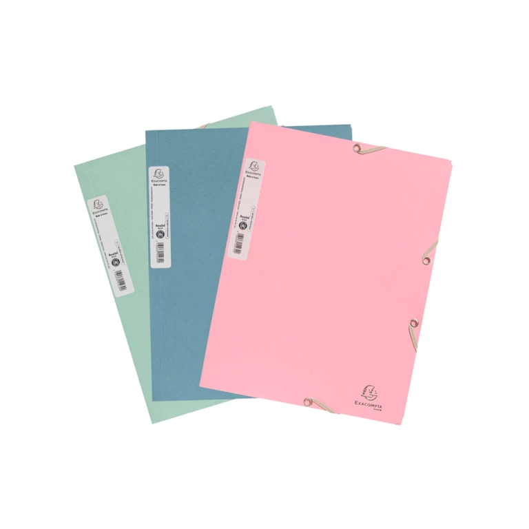 Carpeta exacompta autentik gomas carton reciclado tres solapas din a4+ pack de 6 colores surtidos