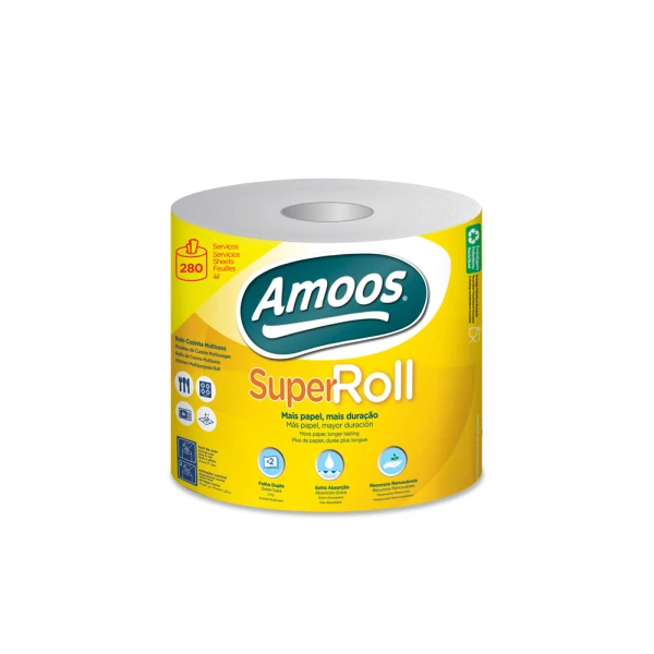 Papel multiuso amoos super roll 2 capas super absorvente color blanco rollo de 70 m