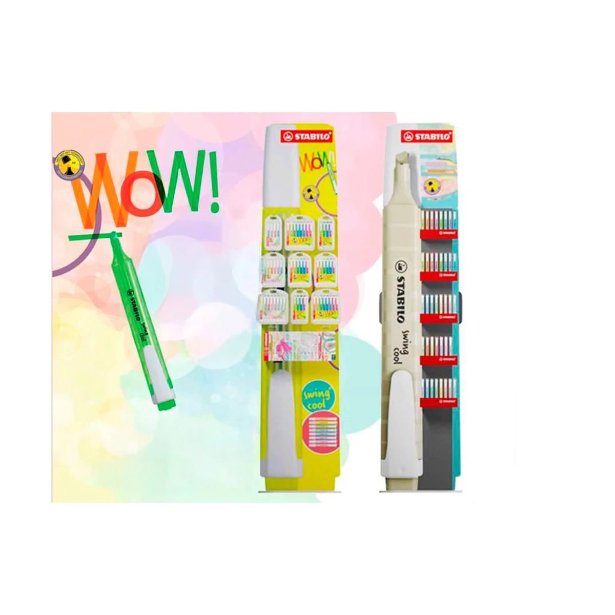 Rotulador stabilo fluorescente fino swing cool expositor de suelo con 750 unidades colores surtidos