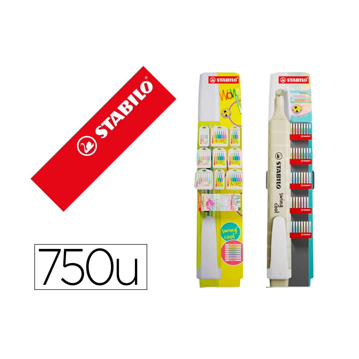 Rotulador stabilo fluorescente fino swing cool expositor de suelo con 750 unidades colores surtidos