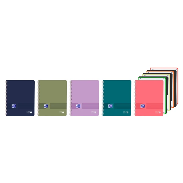 Cuaderno espiral oxford europeanbook 4 live&go tapa plastico din a4+ 120 hojas cuadro 5 mm con separadores