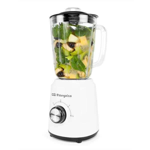 Orbegozo BV 5040 Liquidificador de vidro poderoso e seguro - 500W de potência - Vidro cristal 1,5L - Lâmina de aço inoxidável - 2 velocidades + pulso - Sistema de segurança