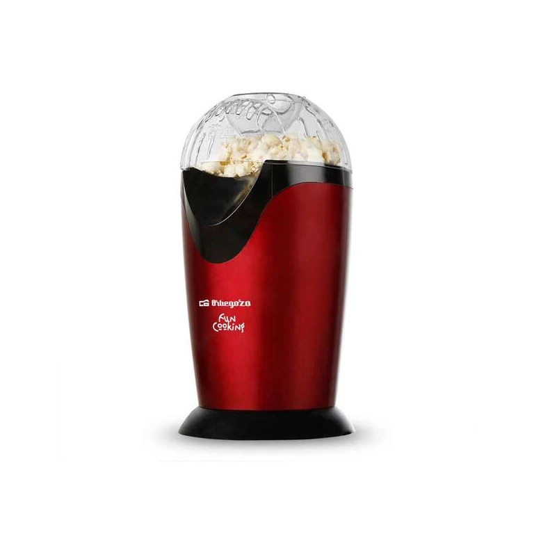 Orbegozo PA 4300 Máquina de Pipoca Portátil - Potência de 1000 W - Vermelho Metálico - Sem Óleo - Fácil Limpeza - Receitas Saborosas