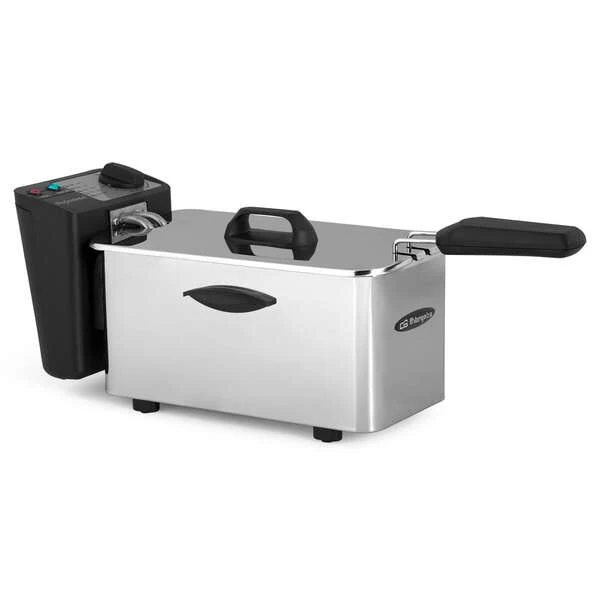 Fritadeira profissional de aço inoxidável Orbegozo FDR 35 - Fritura com qualidade de restaurante - Capacidade de 4L - Termostato ajustável - Potência de 2000 W - Fácil limpeza
