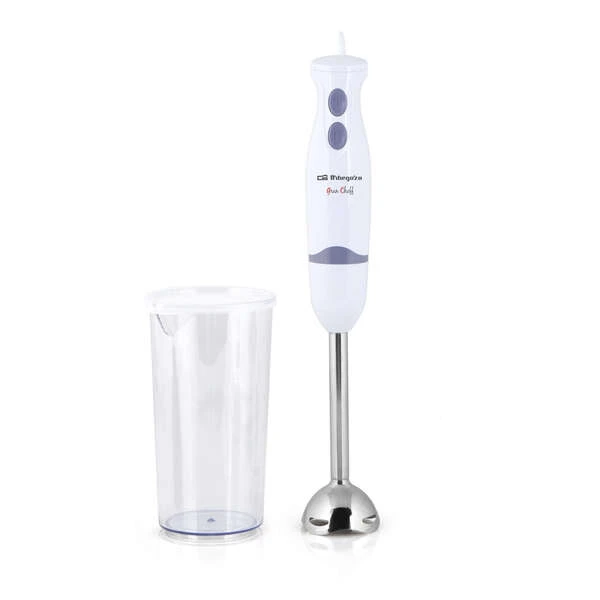 Orbegozo BT 1220 Liquidificador de Mão Prático - Motor Potente de 400 W - Alça Ergonômica - 2 Velocidades - Lâmina de Aço Inoxidável - Fácil Limpeza - Anel de Suspensão