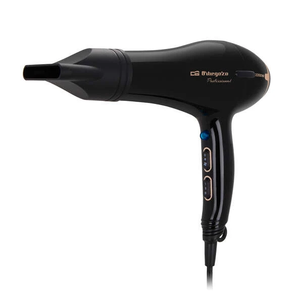 Secador de cabelo profissional Orbegozo SE 2206 - Potente motor AC - 3 níveis de temperatura - Design ergonômico e elegante - Botão de ar frio - Concentradores e difusor de ar