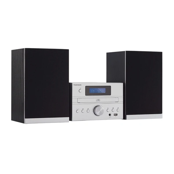 Thomson Mic122Bt Micro Bluetooth Chain - CD e Radio FM Player - 50W Power - Bass Boost Technology - Distância Mando - cor de prata