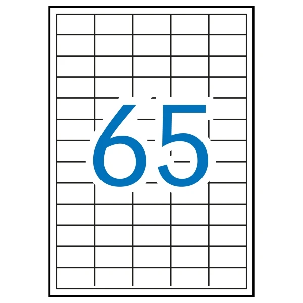Applici Pack de 6.500 rótulos retangulares 38 x 21,2 mm - 100 Hojas por 65 tags - adesivo removível - Rectos - cor branca