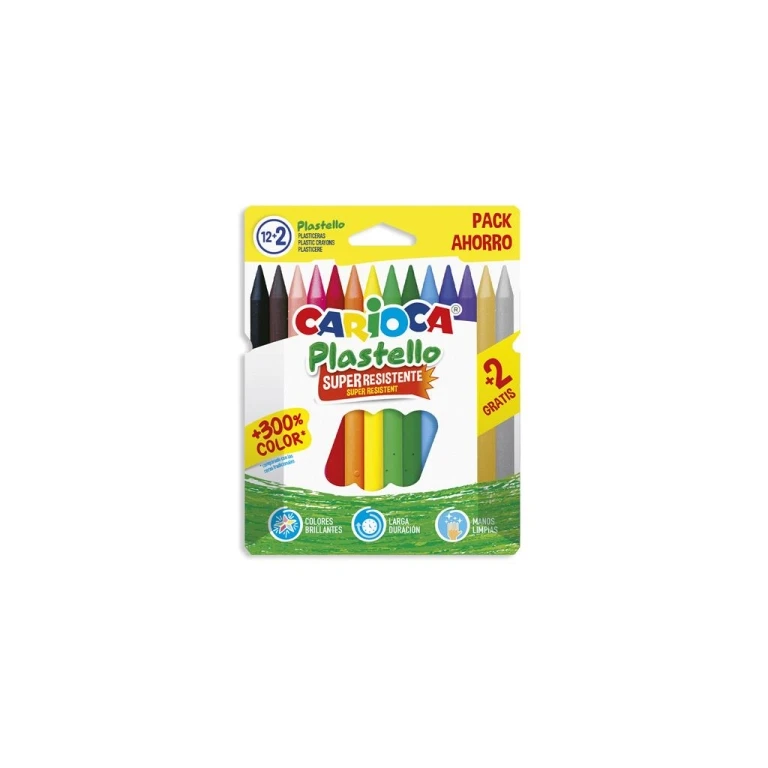 Carioca Plastello 12+2 Plasteras - Limpias extras - Sem cor na alça - azulejos - cores coloridas brilhantes e laváveis