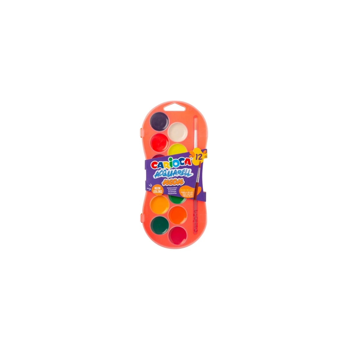 Carioca Acureell Neon Pack 12 Acuarelas em Ø 30mm - Bright - facilmente mezclables - cores de néon