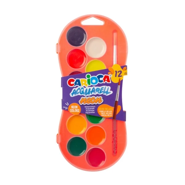 Carioca Acureell Neon Pack 12 Acuarelas em Ø 30mm - Bright - facilmente mezclables - cores de néon