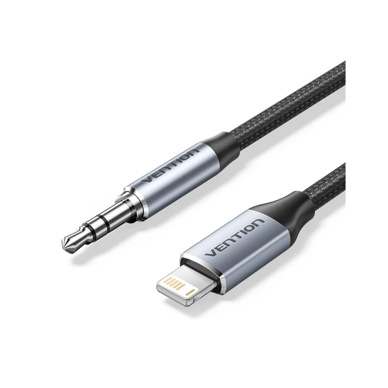 Conversador de venda Lightning Macho em Jack 3.5 Macho - 1M - Trenzado - Cor cinza