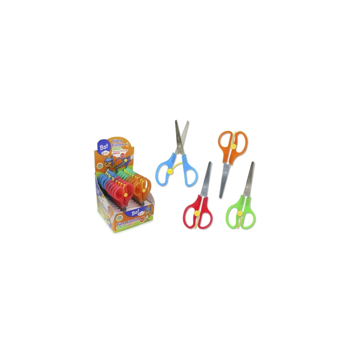 Bismark Bat Tijera School 13CM Con Freno - Mangos em plástico - Roma Pinta - 4 cores Sair