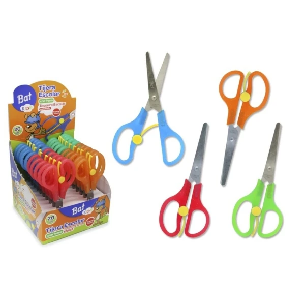 Bismark Bat Tijera School 13CM Con Freno - Mangos em plástico - Roma Pinta - 4 cores Sair