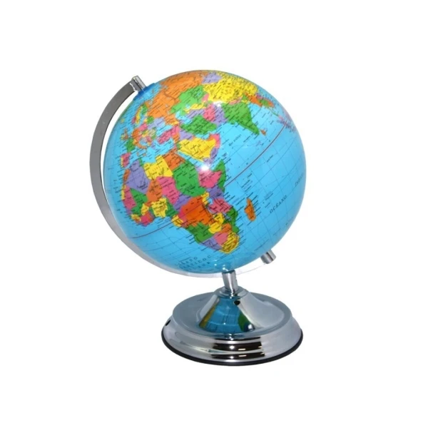 Esfera geográfica bismark com Meridiano 25cm - Cartografia Política Política - Muy Robust Metalic Base - Azul Color